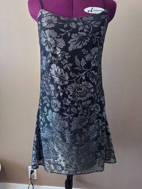 Jessica McClintock for Gunne Sax Floral Metallic Sleeveless Mini Dress, Party